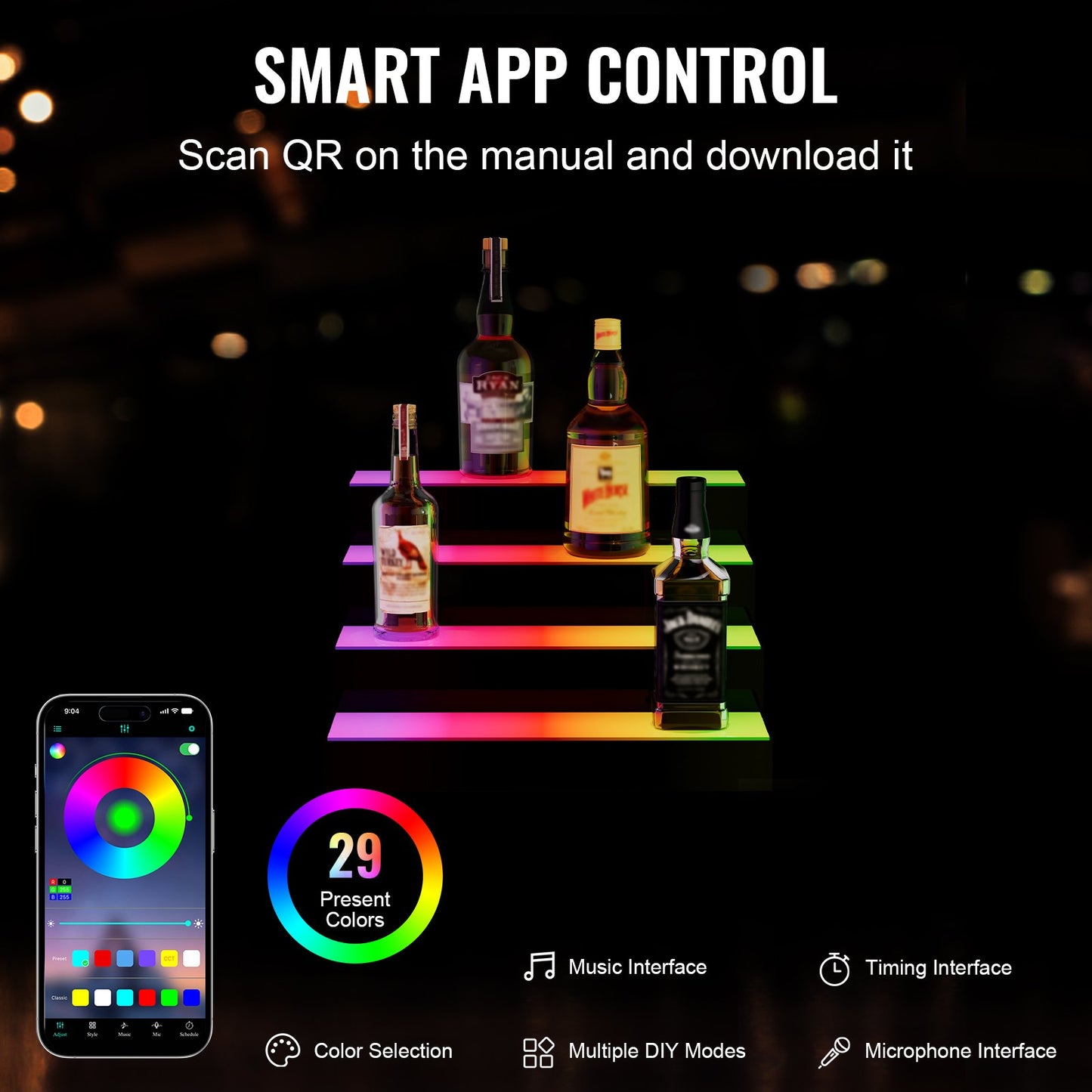 4 Tier LED Liquor Bottle Display