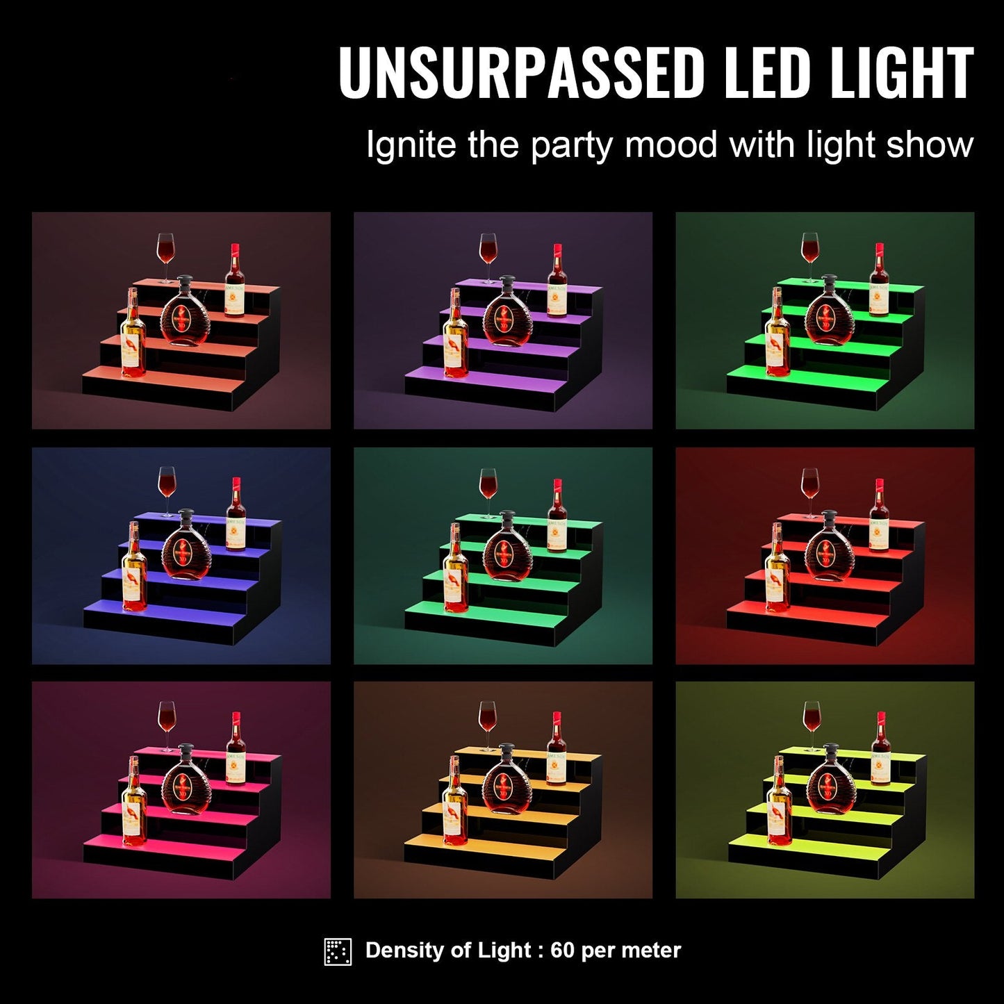 4 Tier LED Liquor Bottle Display