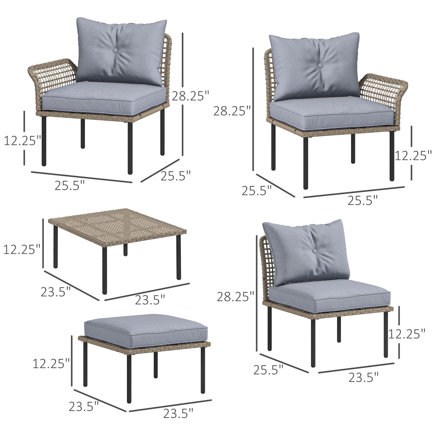 5-Piece Out sunny Rattan Patio  Set